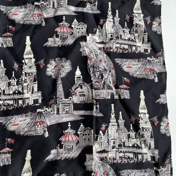VTG 90s Nicole Miller 100% Silk Scarf 20” Square Coney Island Ferris Wheel NWT - Picture 5 of 11